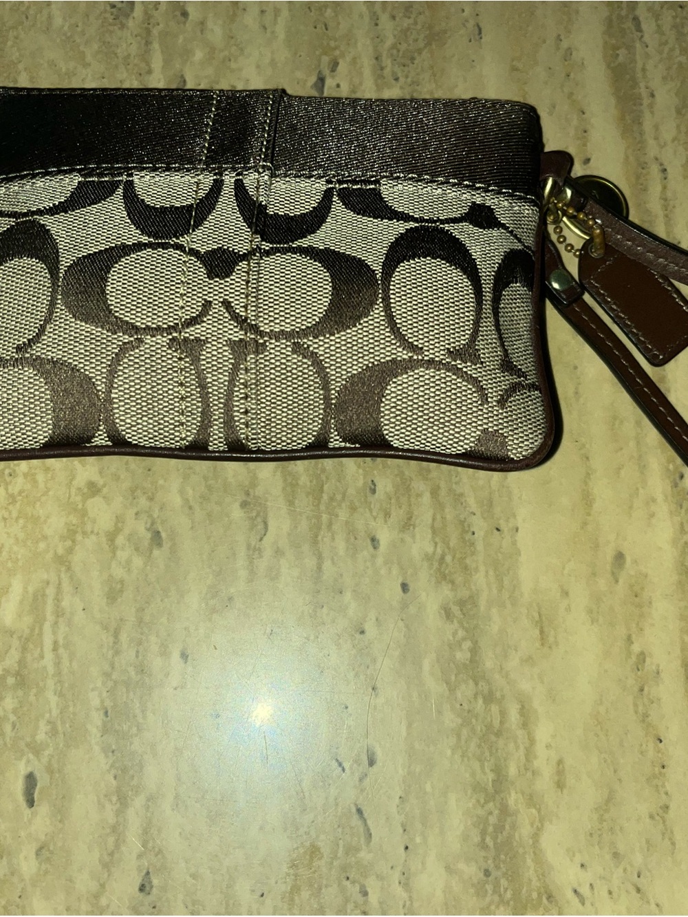 Coach Signature Canvas Brown Wristlet - Picture 5 of 11